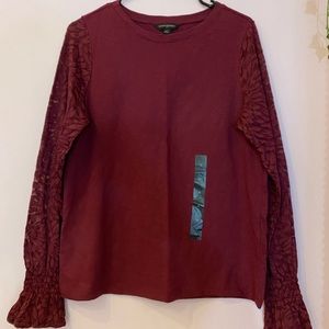 Banana Republic Long Sleeve Top with Lace Sleeves. BRAND NEW WITH TAGS. Size M